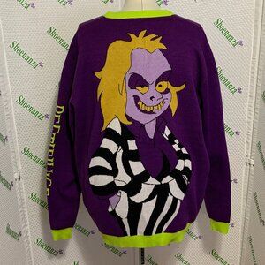 Cakeworthy Sweater Cardigan Beetlejuice Animated Halloween Pockets Plus 3XL